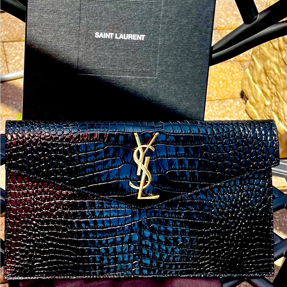 Brand New in Original Box with Tags YSL ENVELOPE CLUTCH with Magnetic Closure.